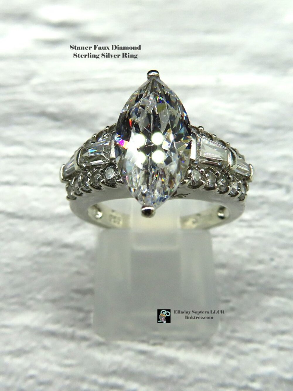 Stauer Marquise Faux Diamond Sterling Silver Ring